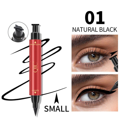 Color Double-headed Triangle Stamp Eyeliner Waterproof Non-smudge Eyeliner Liquid Pen for All Eye Shapes