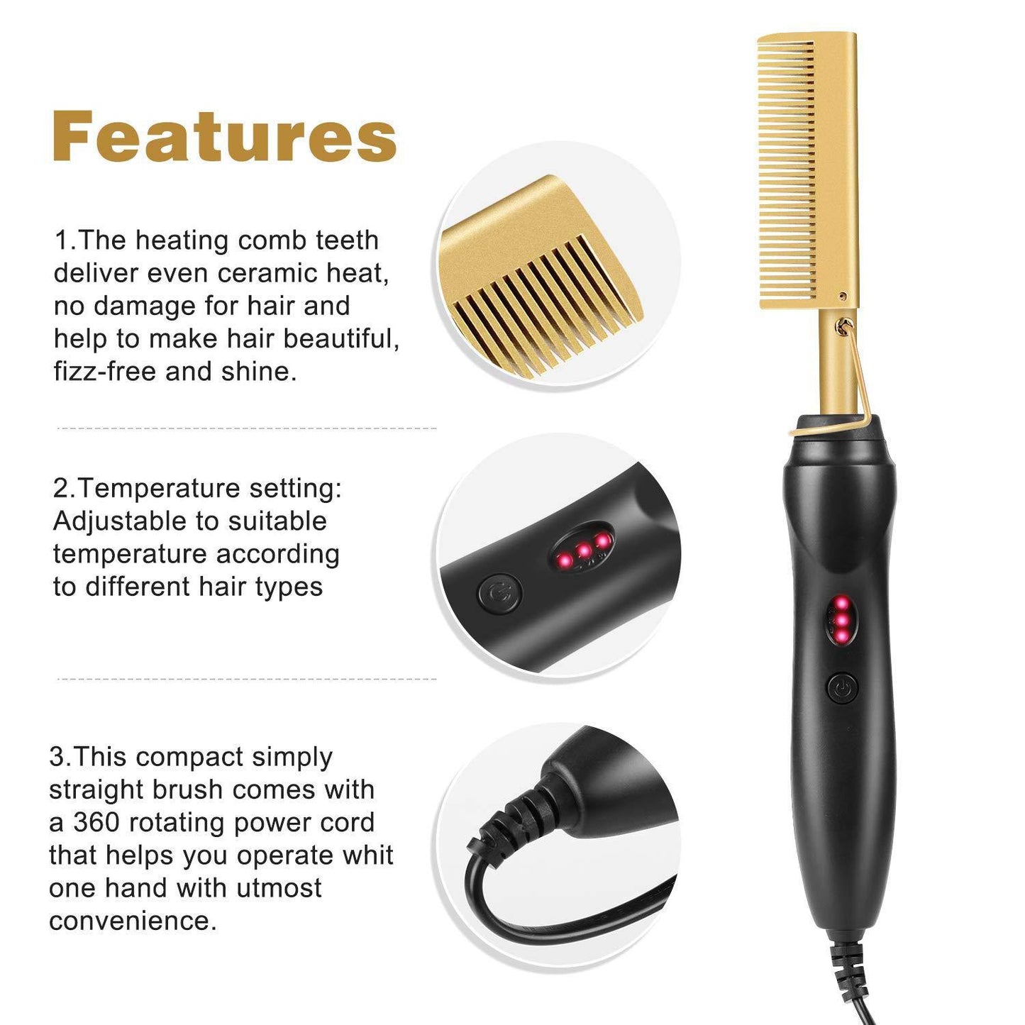 Hair Straightener Combs Electric Heating Brushes Beard Straightener Press Comb