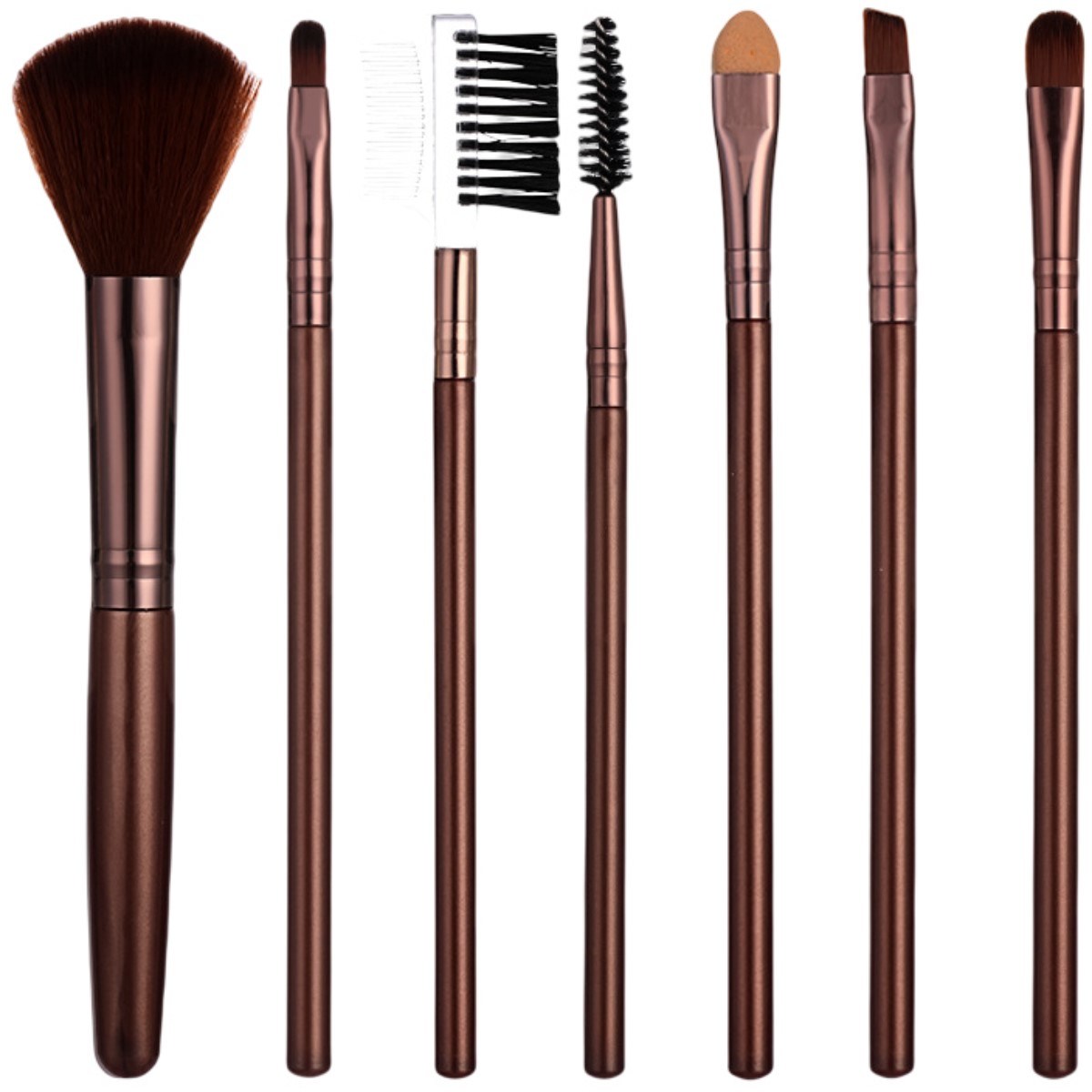 The 7-pack Makeup Brush Set Contains Blush Brush, Eyebrow Brush, Lip Brush, Eyeshadow Brush