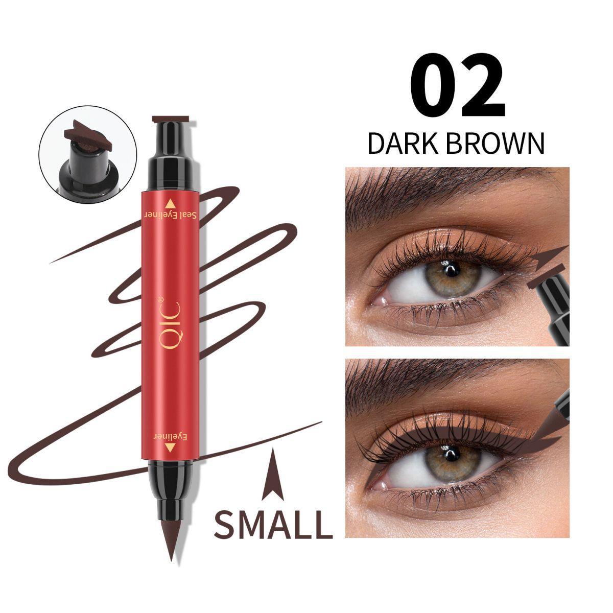 Color Double-headed Triangle Stamp Eyeliner Waterproof Non-smudge Eyeliner Liquid Pen for All Eye Shapes