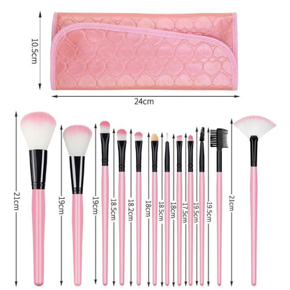 12pcs Pro Makeup Brushes Face Powder Eyebrows Eyeliners Lip Pencil Brush Bag