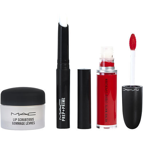 MAC by Make-Up Artist Cosmetics Travel Exclusive Lip Kit Red: Lip Scubtious - Candied Nectar + Prep + Prime Lip + Retro Matte Liquid Lipcolour - #Feels So Grand --3ct