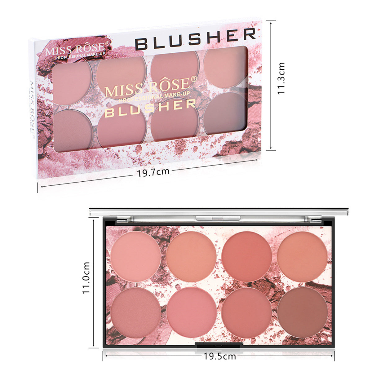 8 Colors Blush Palette Matte Mineral Blush Powder Bright Shimmer Face Blush Contour and Highlight Blush Palette Professional Facial Beauty Cosmetic Makeup Blush 1PCS