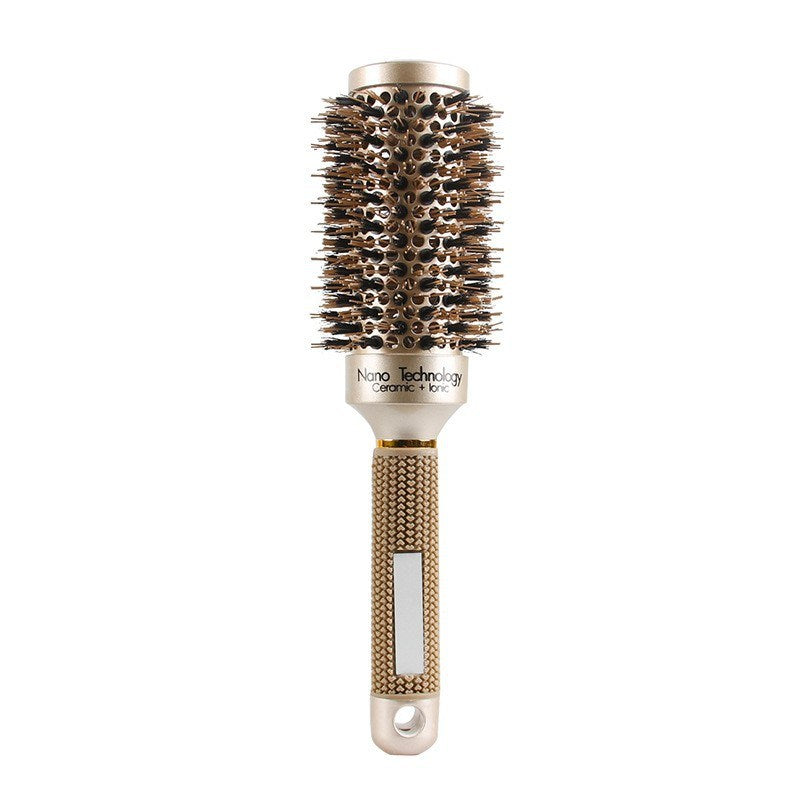 Hair Styling Hair Brush Nylon Comb Cylinder Curly Hair Rolling Comb Thermal Aluminum Tube Round Barrel Hair Comb Salon Tool