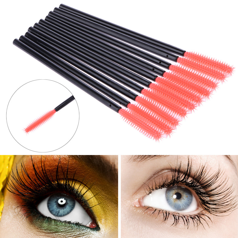 50pcs Disposable Eyelashes Brush Silicone Head Make Up Mascara Brush Kit