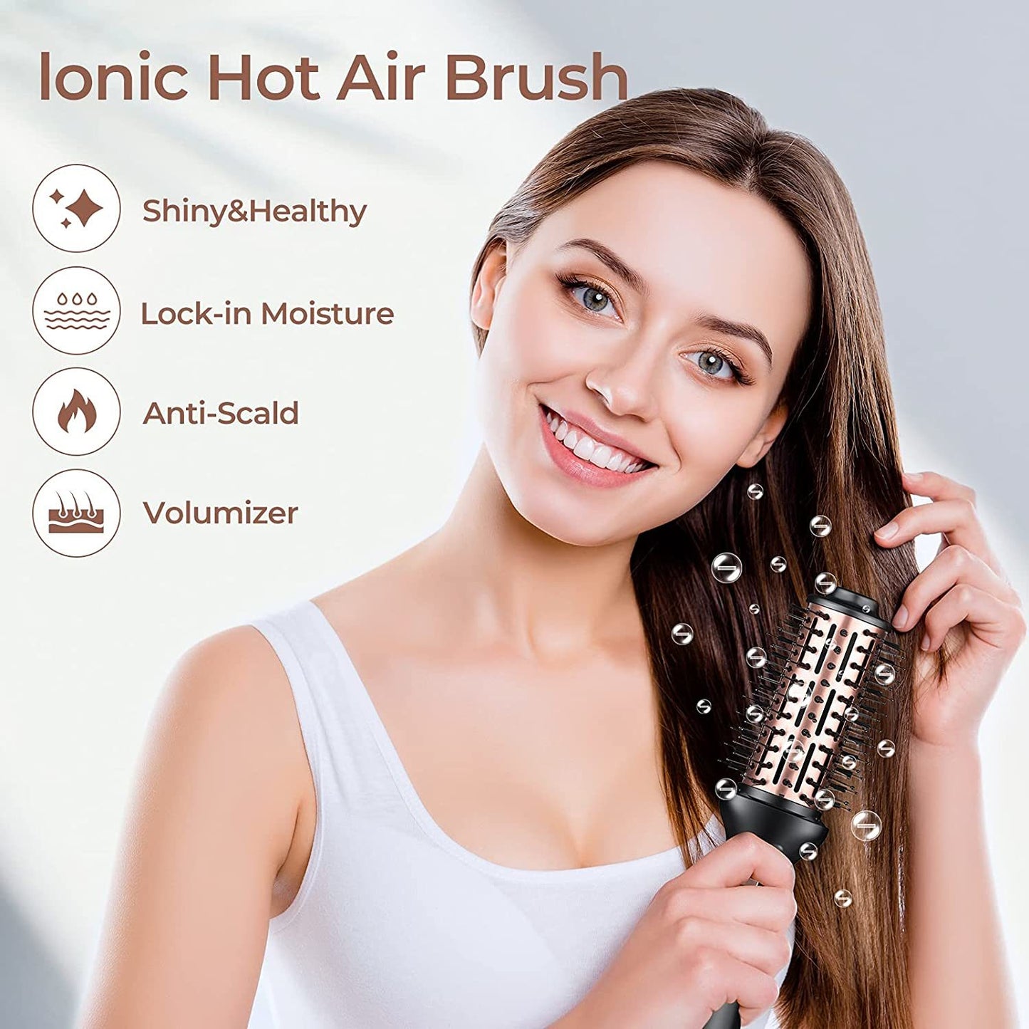 Hair Dryer Brush, MiroPure Hot Air Brush, 4 in 1 Blow Dryer Brush for Women, One-Step Hair Dryer & Volumizer Brush with Leakage Protector, Blow Dryer Curling Brush, Upgraded Version Round Design