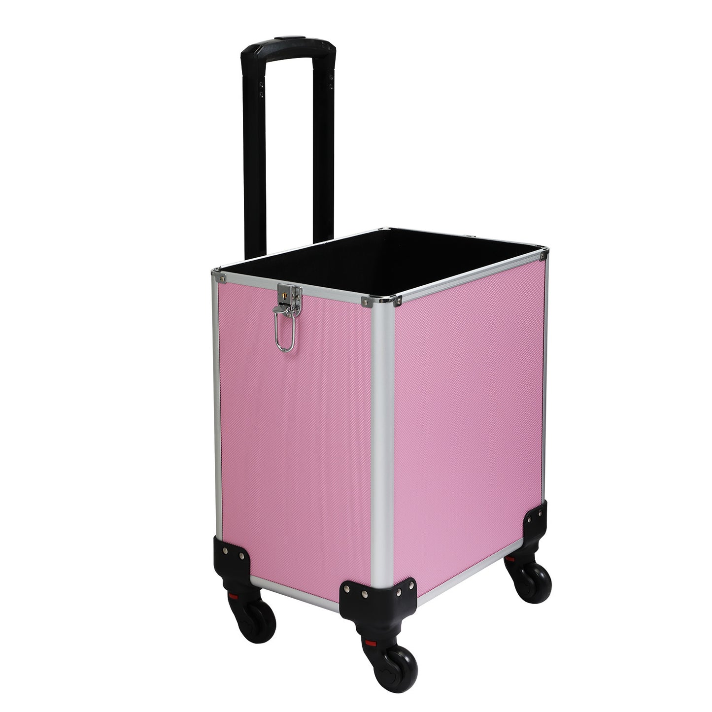 4-in-1 Makeup Travel Case with 360° Rolling Wheels, Locks, Keys and Adjustable Dividers, Pink XH