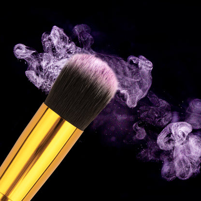 (Black and gold) 10 eye shadow powder eyebrow pencil eyeliner blush foundation concealer makeup brush set