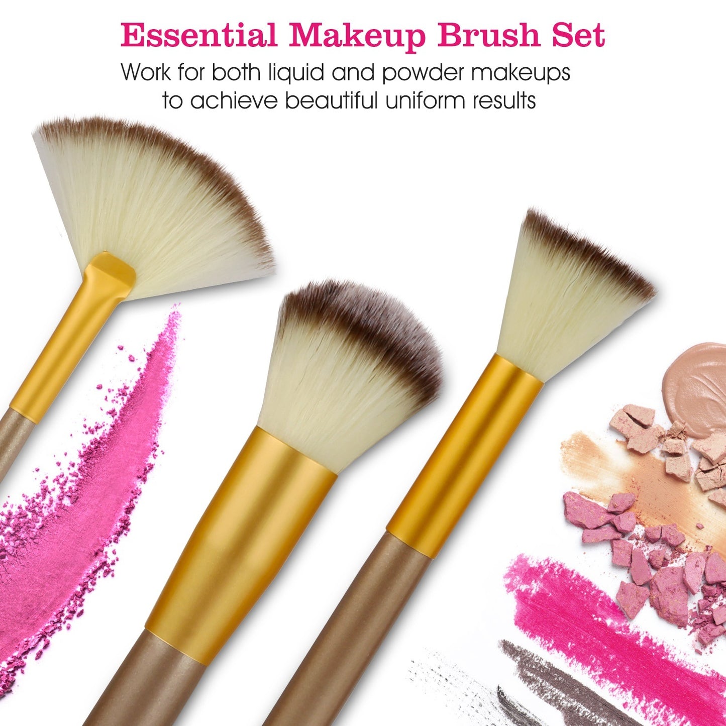 24Pcs Makeup Brushes Set Eye Shadows Face Foundation Brushes Cruelty-Free Synthetic Fiber Bristles