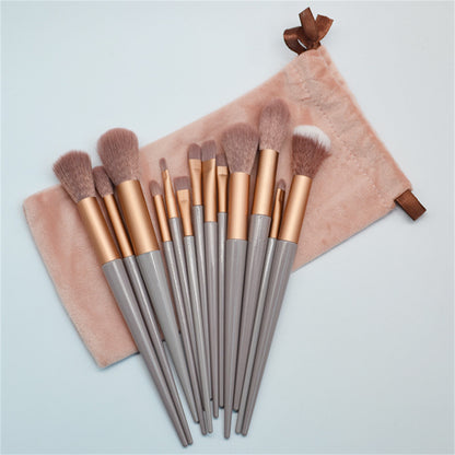 Makeup Brushes 13 pcs Professional Synthetic Blending Powder Liquid Cream Face Brushes Cruelty-Free Cosmetic Brushes Kit with a flannelette bag