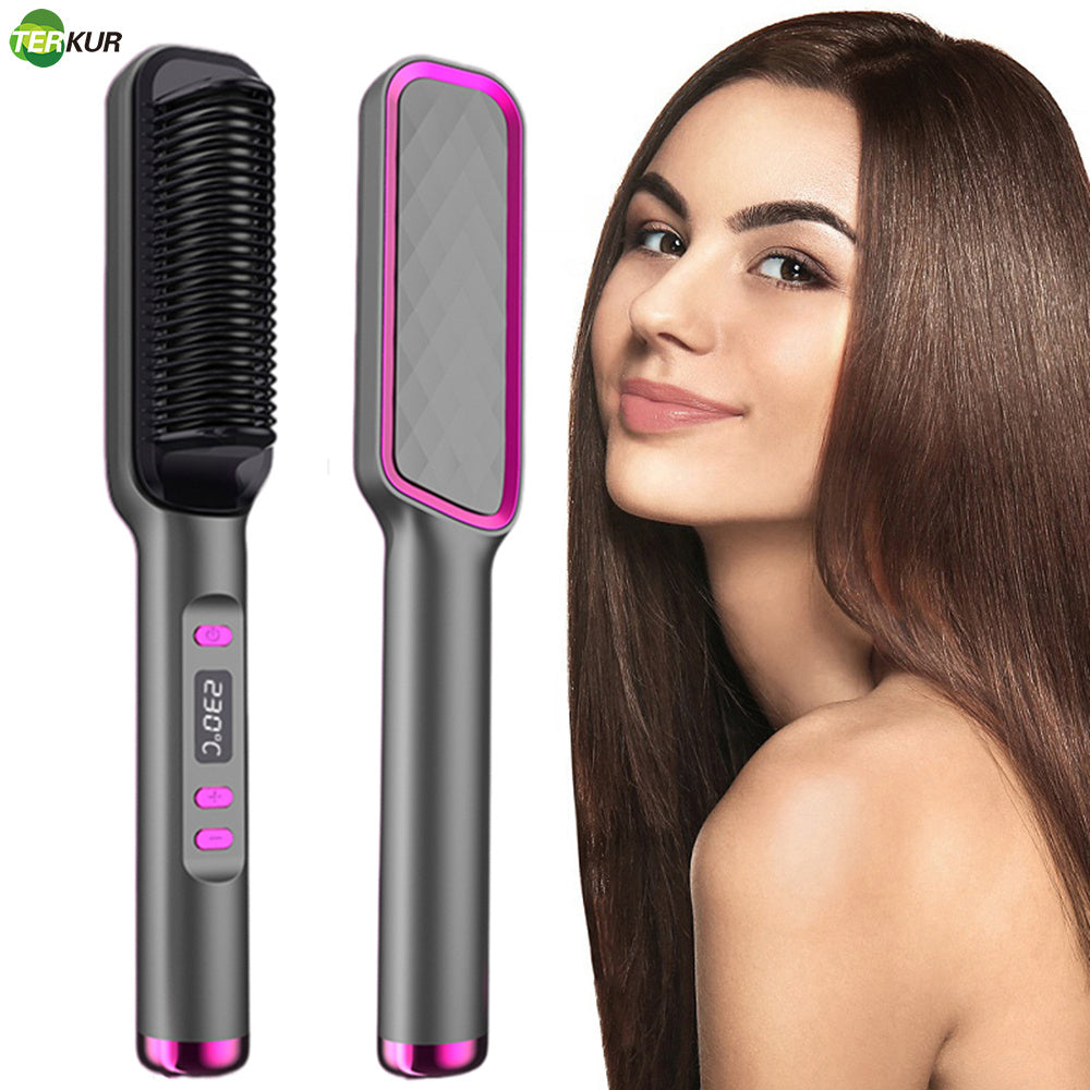 New Comb Hair Straightener Brush PTC Fast Heating Anti-Scald Electric Curly and Straight Perfect for Professional Salon at Home
