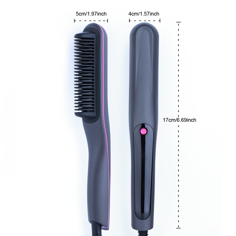 Portable Multifunctional 3 In 1 Hair Straightener Electric Beard Brush And Comb; Useful Straightener Curler Heat With Girls Women