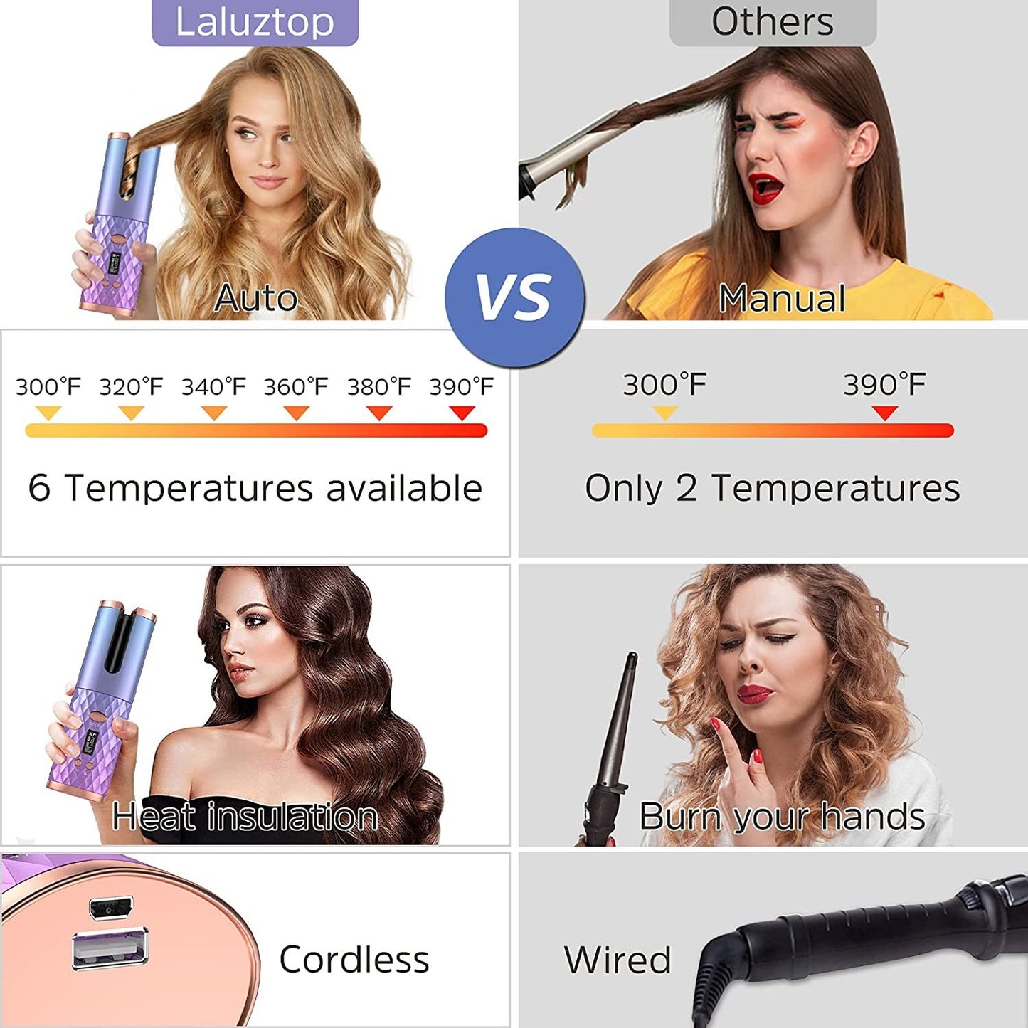 Travel Hair Curler Wireless Automatic Curling Iron Electric Iron Set Adjustable Temperature Modeling Tool Rotation Wave Styer