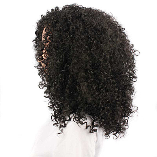 Women Fashion African Black Short Curly Wavy Hair Heat Resistant Wig Hairpiece