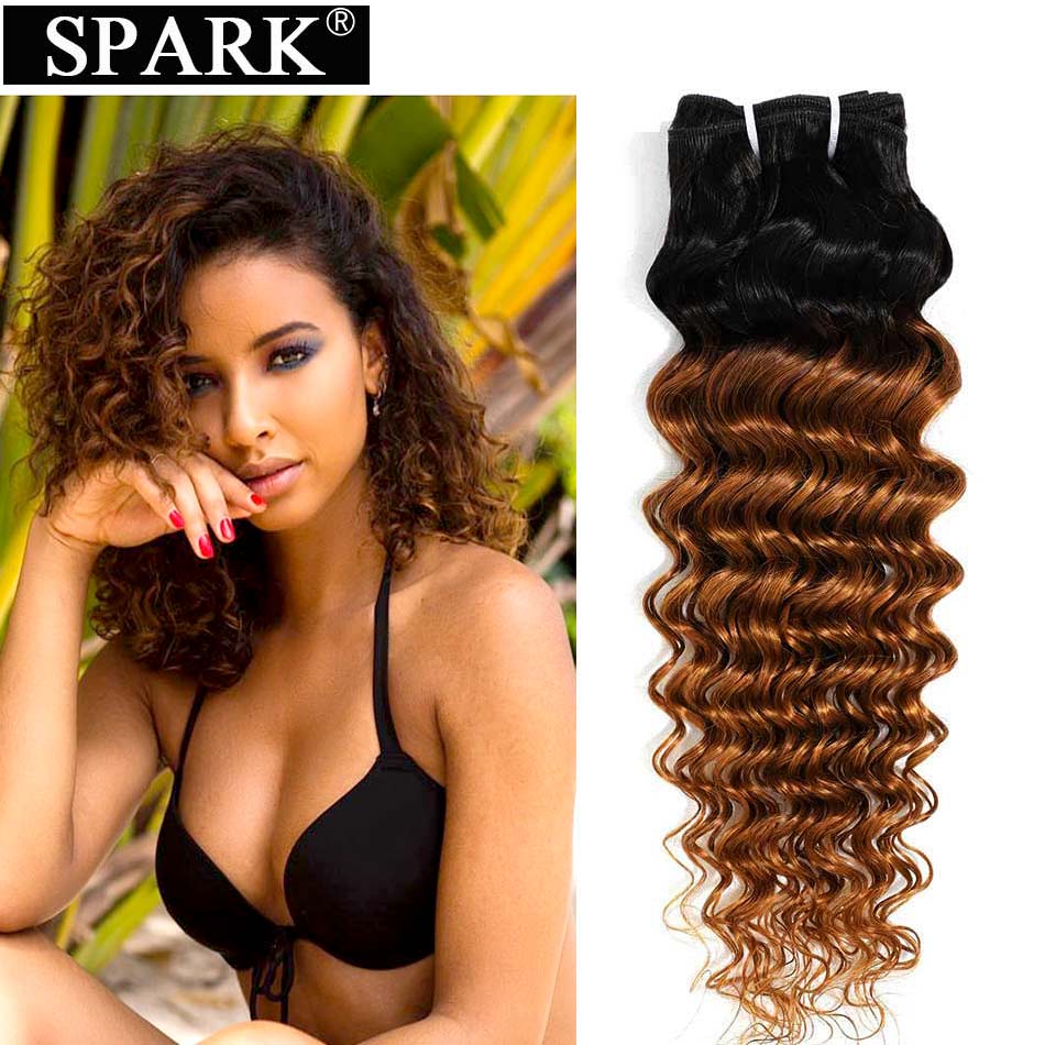 Spark Three Tone Ombre Brazilian Deep Wave Human Hair