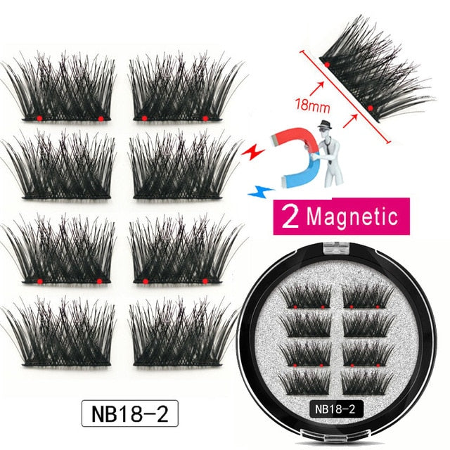 LEKOFO 8Pcs Magnetic Eyelashes With 2 magnetic lashes 3D False Natural For Mink Eye lashes Extension Long faux cils magnetique
