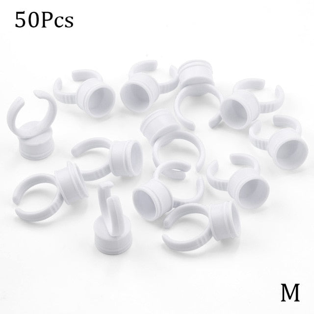 Wholesale 50/100Pcs Disposable Eyelash Extension Glue Rings,Eyelash Extension Glue Holder Holder glue container Tattoo Pigment