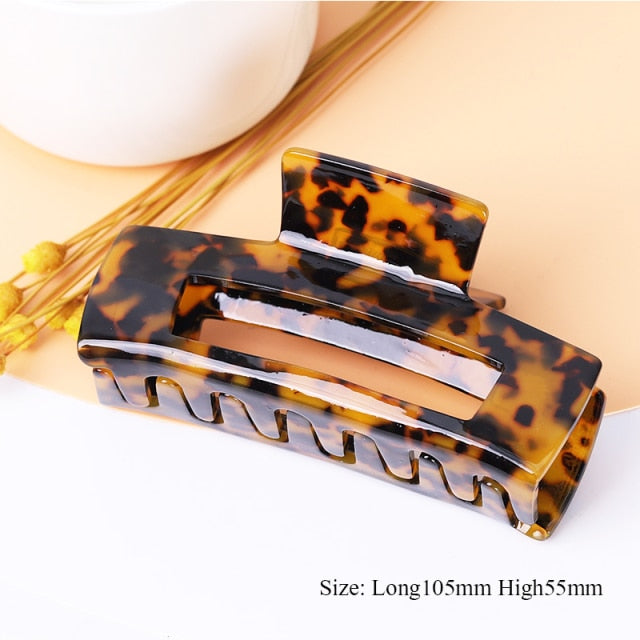 Large geometric square leopard Bow hair clip