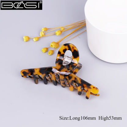 Large geometric square leopard Bow hair clip