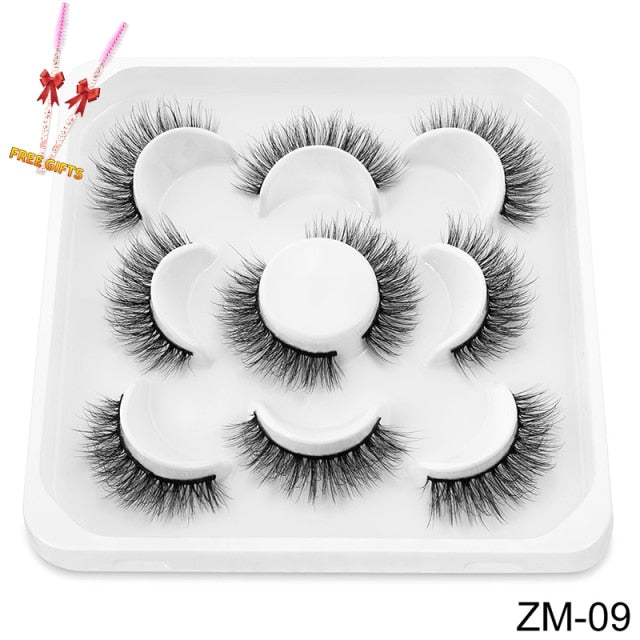 New 5/8 pairs natural 3d faux mink eyelashes extension