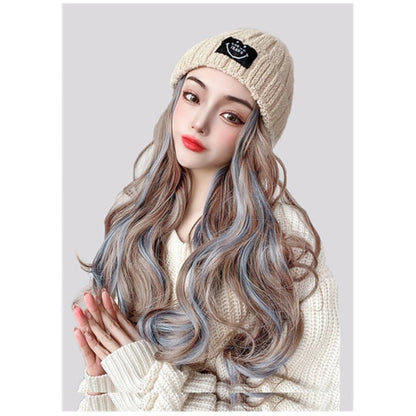 Knitted Curly Hair Synthetic Hat Wig Female Warm Autumn and Winter Models