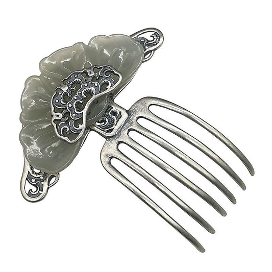 Silver Totem Jade Headdress Pure Argentum Hairpin Charm Jewelry for Women