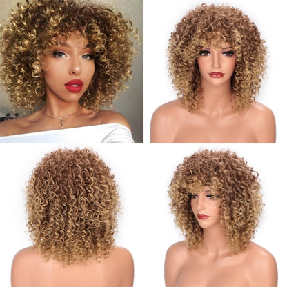 Synthetic Short Blonde Afro Curly Wigs