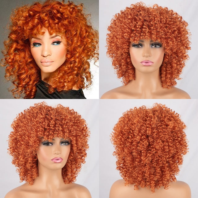 Synthetic Short Blonde Afro Curly Wigs